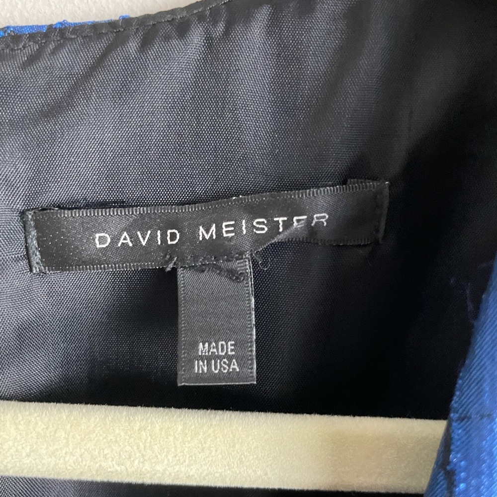 David Meister Croc Print Sweetheart Dress Blue Cap Sleeve Size - Picture 5 of 5